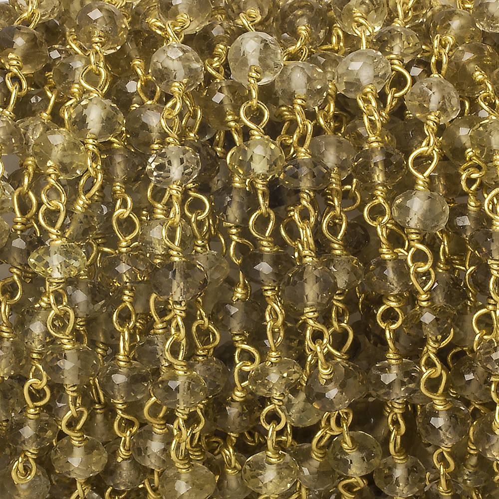 4mm Whiskey Quartz faceted rondelle Vermeil Chain sold by the foot 37 pieces (ONLINE ORDER ONLY)