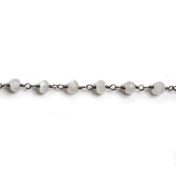 4mm White Moonstone faceted rondelle Black Gold Chain by the foot 34 pieces (ONLINE ORDER ONLY)