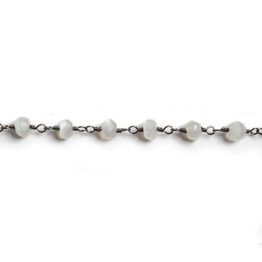 4mm White Moonstone faceted rondelle Black Gold Chain by the foot 34 pieces (ONLINE ORDER ONLY)
