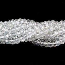 4mm White Topaz Faceted Rondelle Beads 13 inch 107 pieces (ONLINE ORDER ONLY)