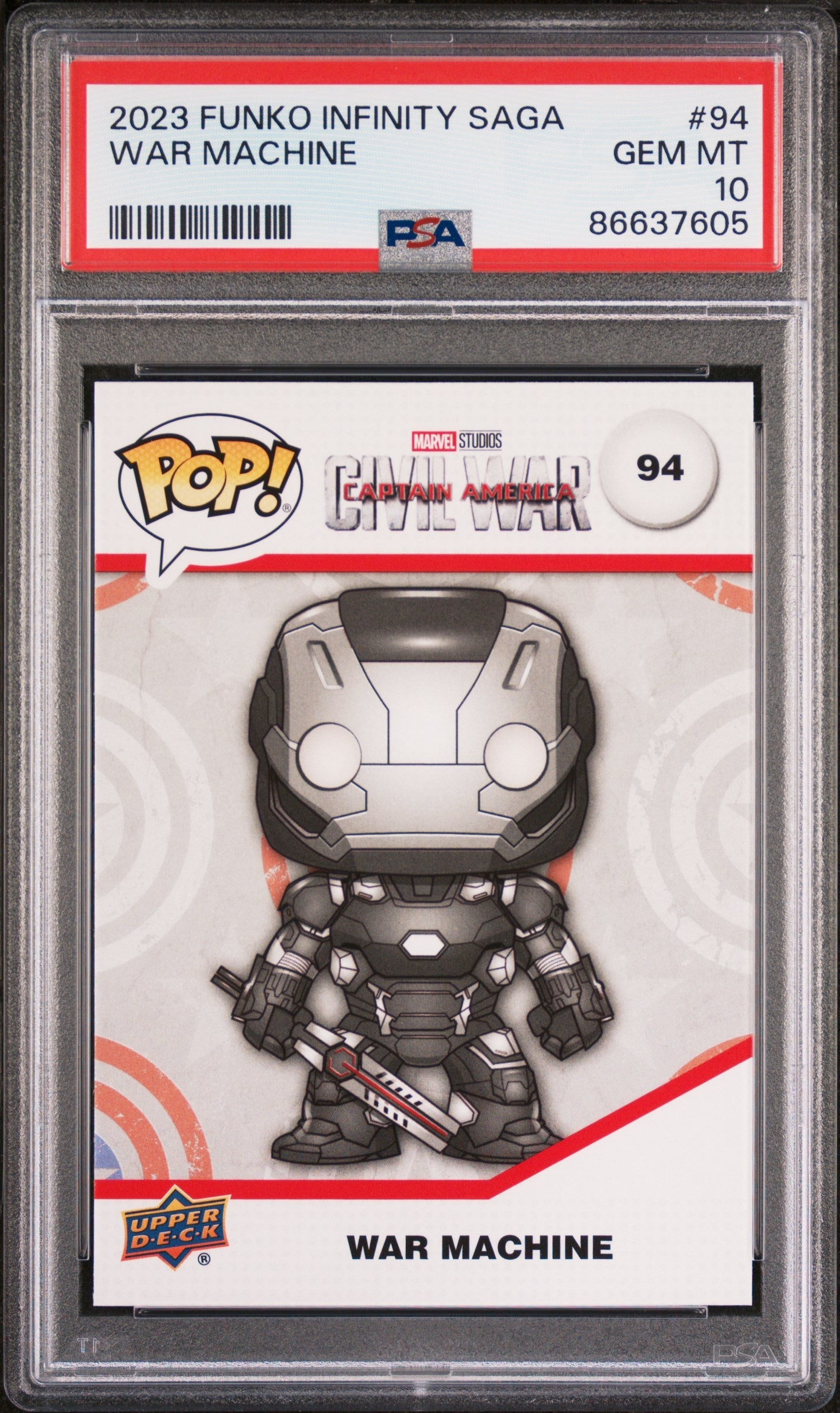 2023 UPPER DECK FUNKO POP MARVEL  WAR MACHINE  #94  PSA 10 (Online Order Only)