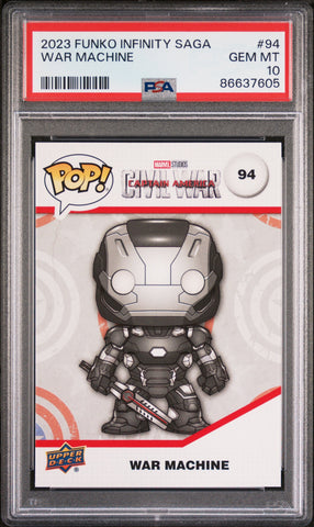 2023 UPPER DECK FUNKO POP MARVEL  WAR MACHINE  #94  PSA 10 (Online Order Only)
