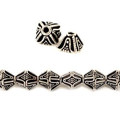 4x11x11mm Antiqued Sterling Silver plated Copper Bead Cap with Miligrain Design *DISCONTINUED* (ONLINE ORDER ONLY)