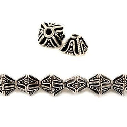4x11x11mm Antiqued Sterling Silver plated Copper Bead Cap with Miligrain Design *DISCONTINUED* (ONLINE ORDER ONLY)