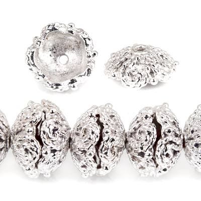 4x11x11mm Sterling Silver Plated Copper Bead Cap, Twisted Rope 8 inch 48 beads (ONLINE ORDER ONLY)