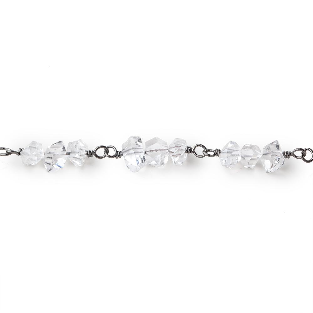 4x2-5x4mm Double Terminated Quartz Crystals on Black Gold .925 Chain by the Foot (ONLINE ORDER ONLY)