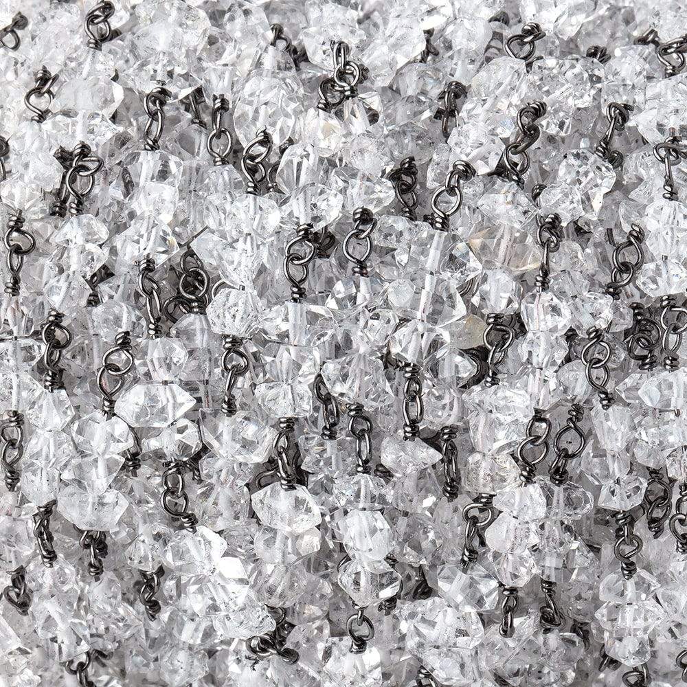 4x2-5x4mm Double Terminated Quartz Crystals on Black Gold .925 Chain by the Foot (ONLINE ORDER ONLY)
