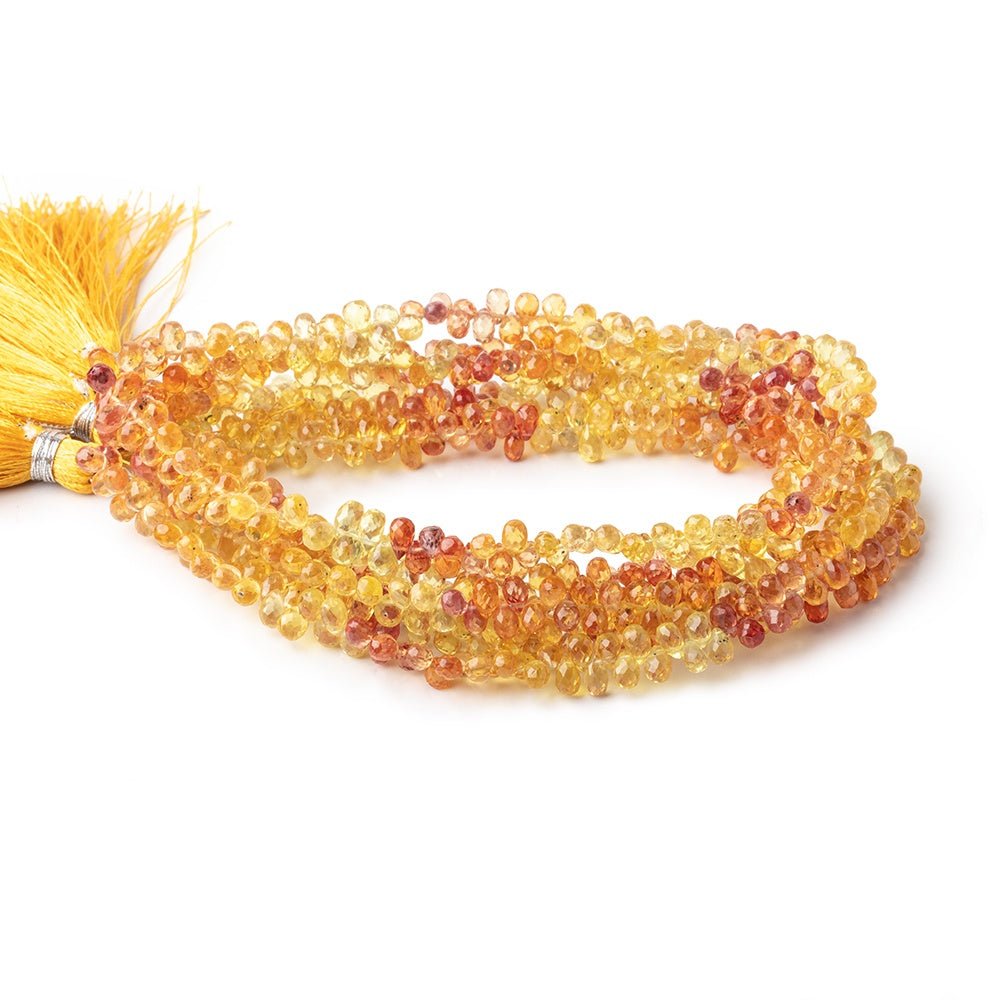 4x3-5.5x4mm Orange & Yellow Fancy Sapphire Faceted Tear Drops 17 inch 250 pieces AA (ONLINE ORDER ONLY)