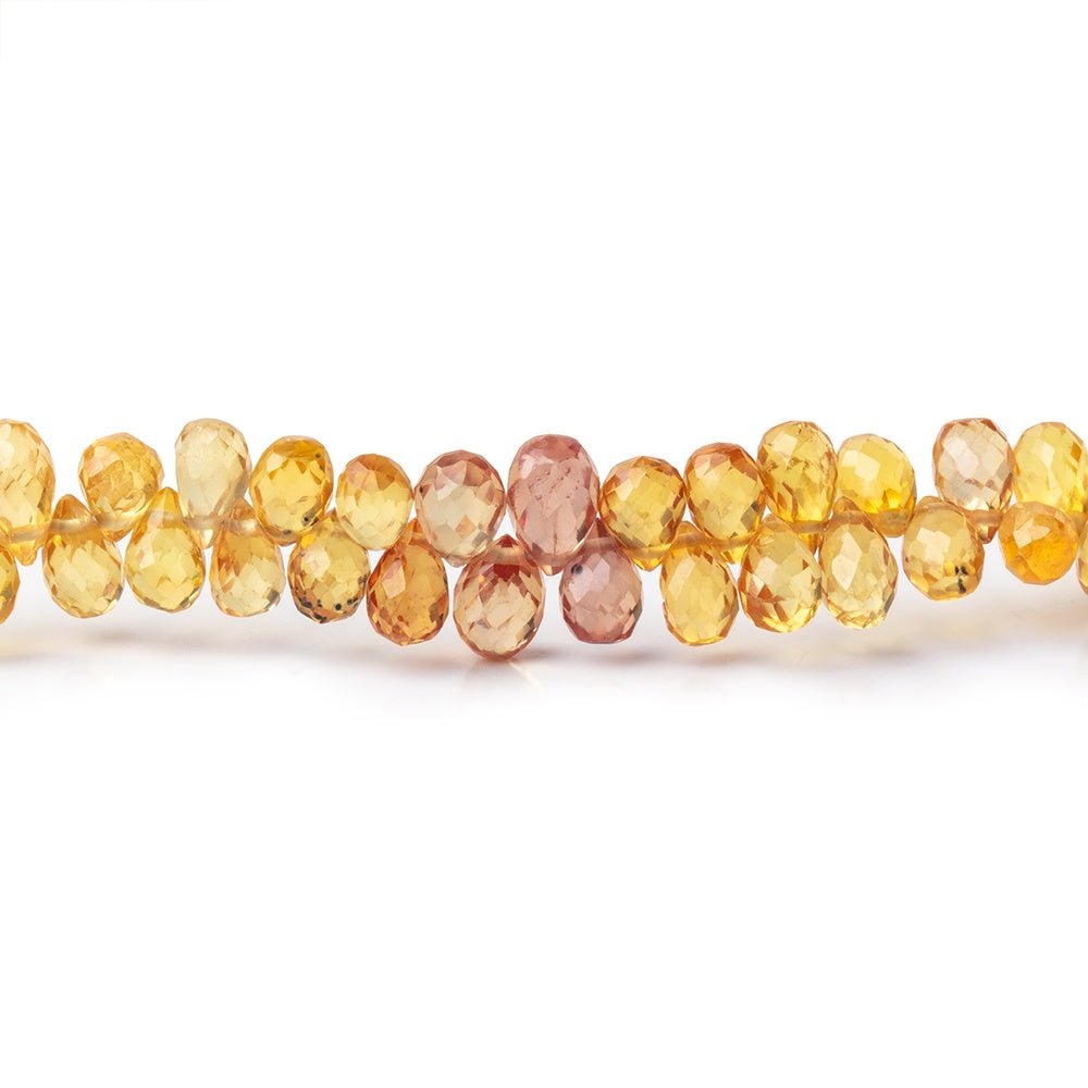 4x3-5.5x4mm Orange & Yellow Fancy Sapphire Faceted Tear Drops 17 inch 250 pieces AA (ONLINE ORDER ONLY)