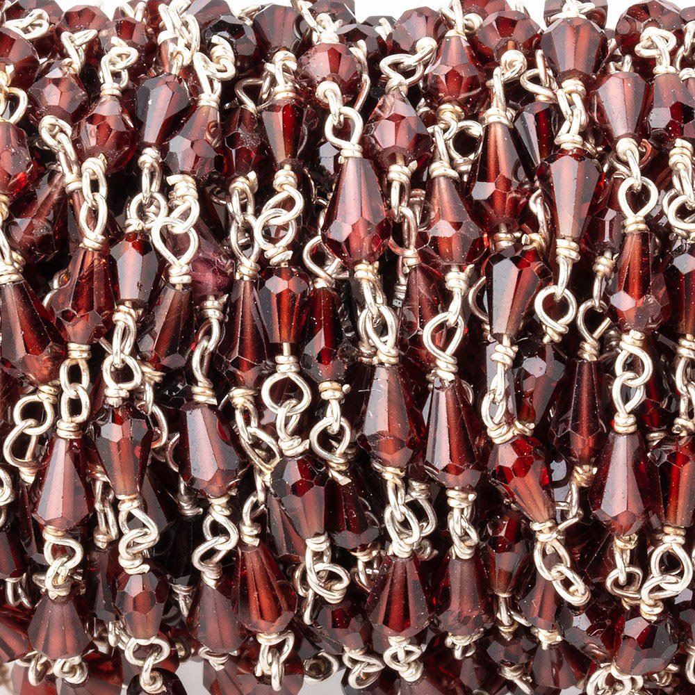 4x3-5x3.5mm Garnet Faceted Tear Drop Beads on .925 Silver Chain (ONLINE ORDER ONLY)