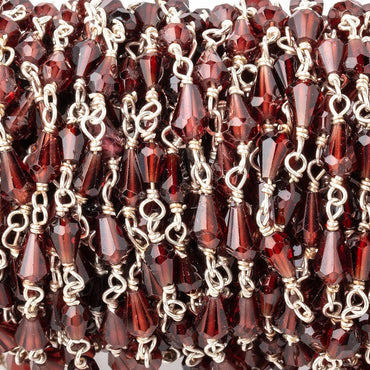 4x3-5x3.5mm Garnet Faceted Tear Drop Beads on .925 Silver Chain (ONLINE ORDER ONLY)