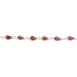4x3-5x3.5mm Garnet Faceted Tear Drop Beads on .925 Silver Chain (ONLINE ORDER ONLY)