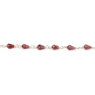 4x3-5x3.5mm Garnet Faceted Tear Drop Beads on .925 Silver Chain (ONLINE ORDER ONLY)