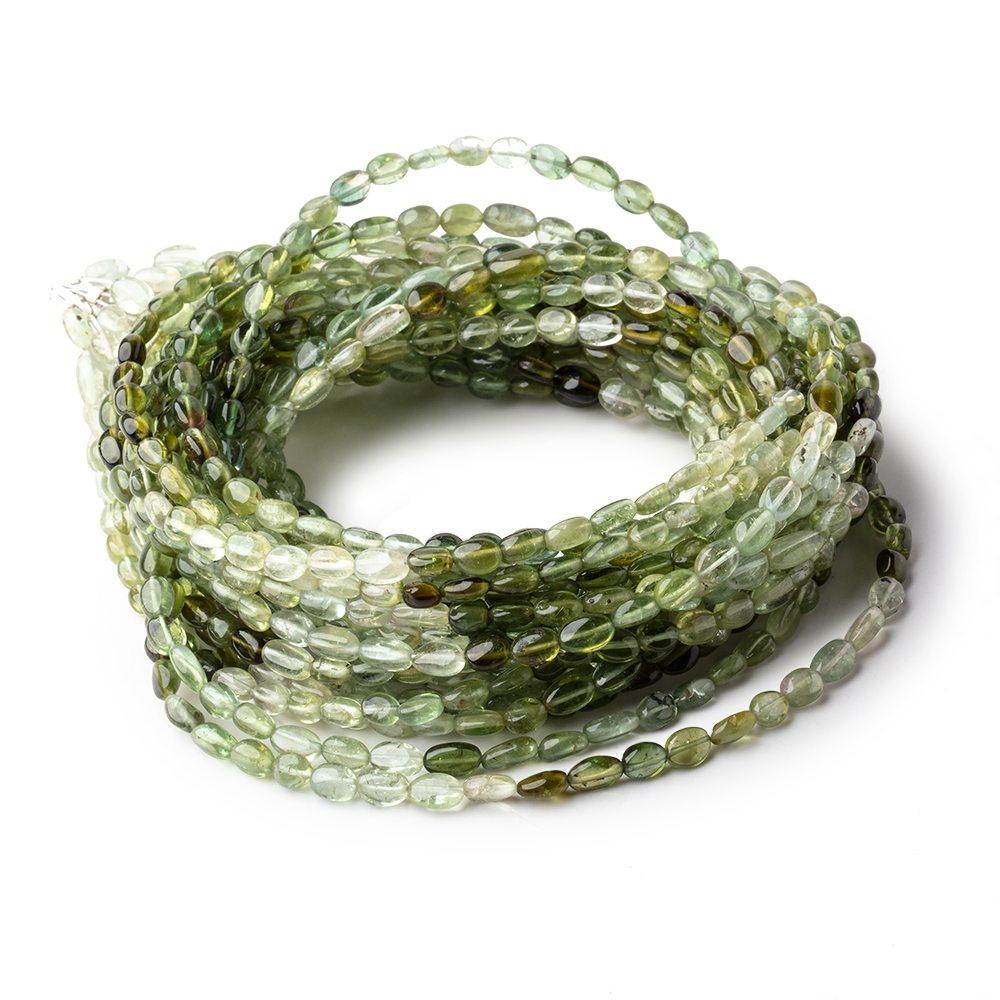 4x3-5x3.5mm Green Tourmaline Plain Oval Beads 16 inch 78 pieces AA (ONLINE ORDER ONLY)