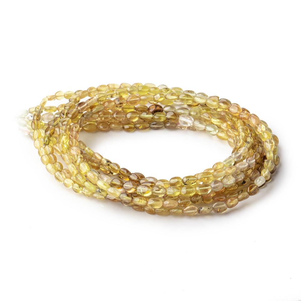 4x3-5x3.5mm Yellow Tourmaline Plain Oval Beads 16 inch 86 pieces AA (ONLINE ORDER ONLY)