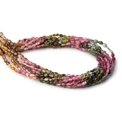 4x3-5x4mm Multi Color Tourmaline Plain Oval Beads 14 inch 72 pieces (ONLINE ORDER ONLY)