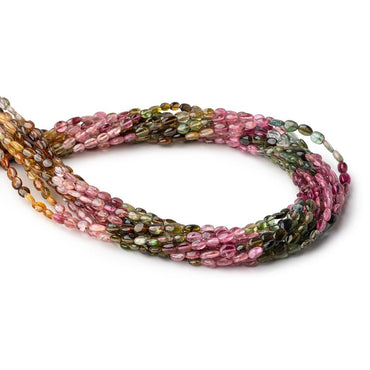 4x3-5x4mm Multi Color Tourmaline Plain Oval Beads 14 inch 72 pieces (ONLINE ORDER ONLY)