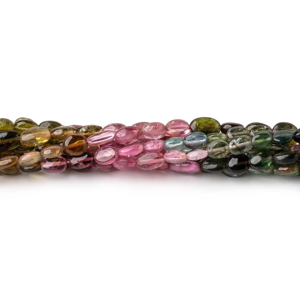 4x3-5x4mm Multi Color Tourmaline Plain Oval Beads 14 inch 72 pieces (ONLINE ORDER ONLY)