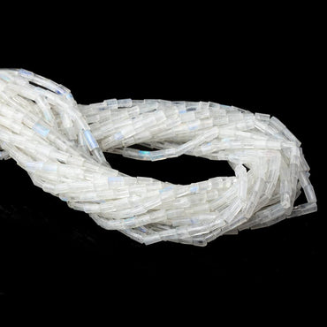 4x3-6x4mm Rainbow Moonstone Faceted Tube Beads 14 inch 64 pieces (ONLINE ORDER ONLY)