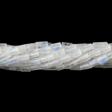 4x3-6x4mm Rainbow Moonstone Faceted Tube Beads 14 inch 64 pieces (ONLINE ORDER ONLY)