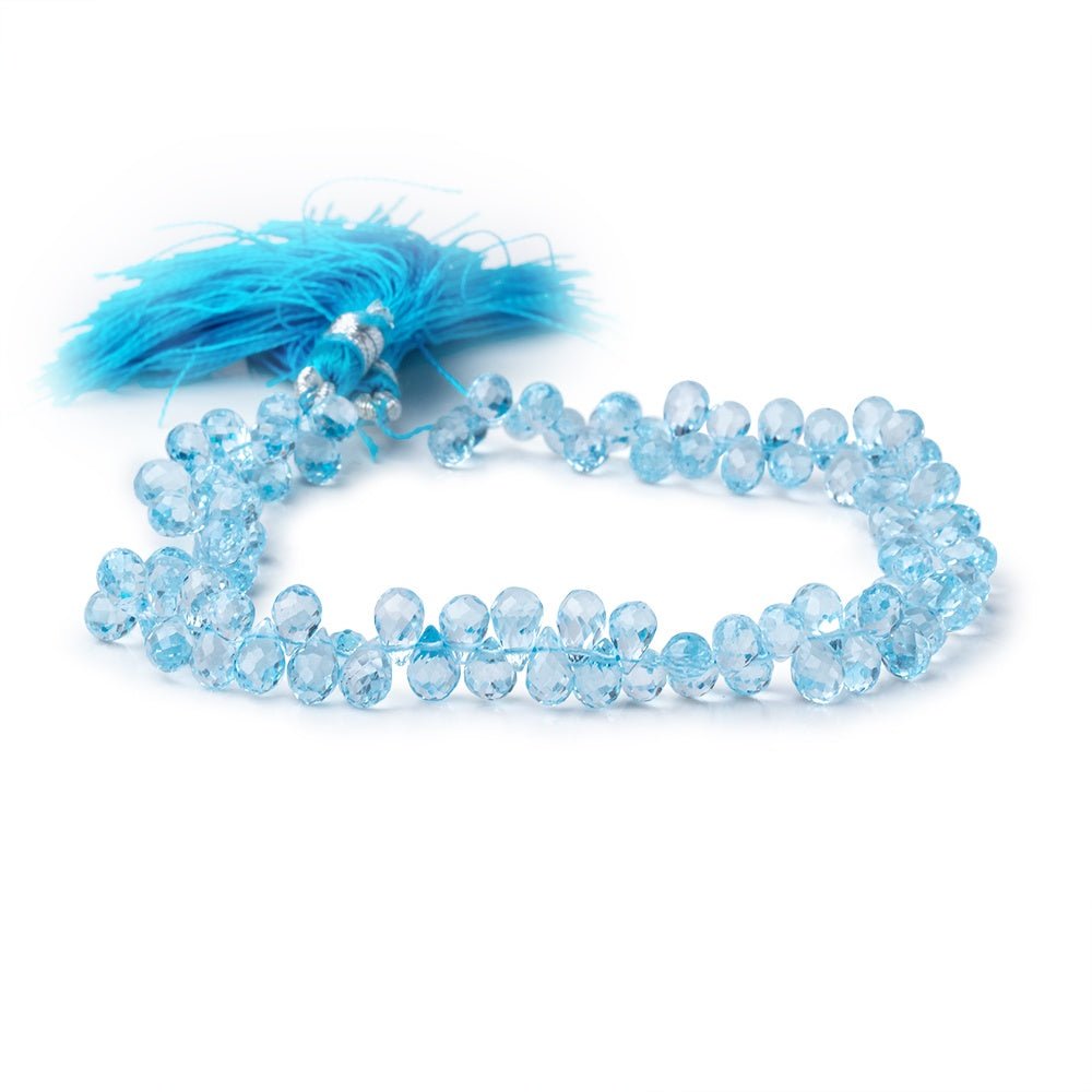 4x3-6x4mm Sky Blue Topaz Faceted Tear Drop Beads 7.5 inch 90 pieces AAA (ONLINE ORDER ONLY)
