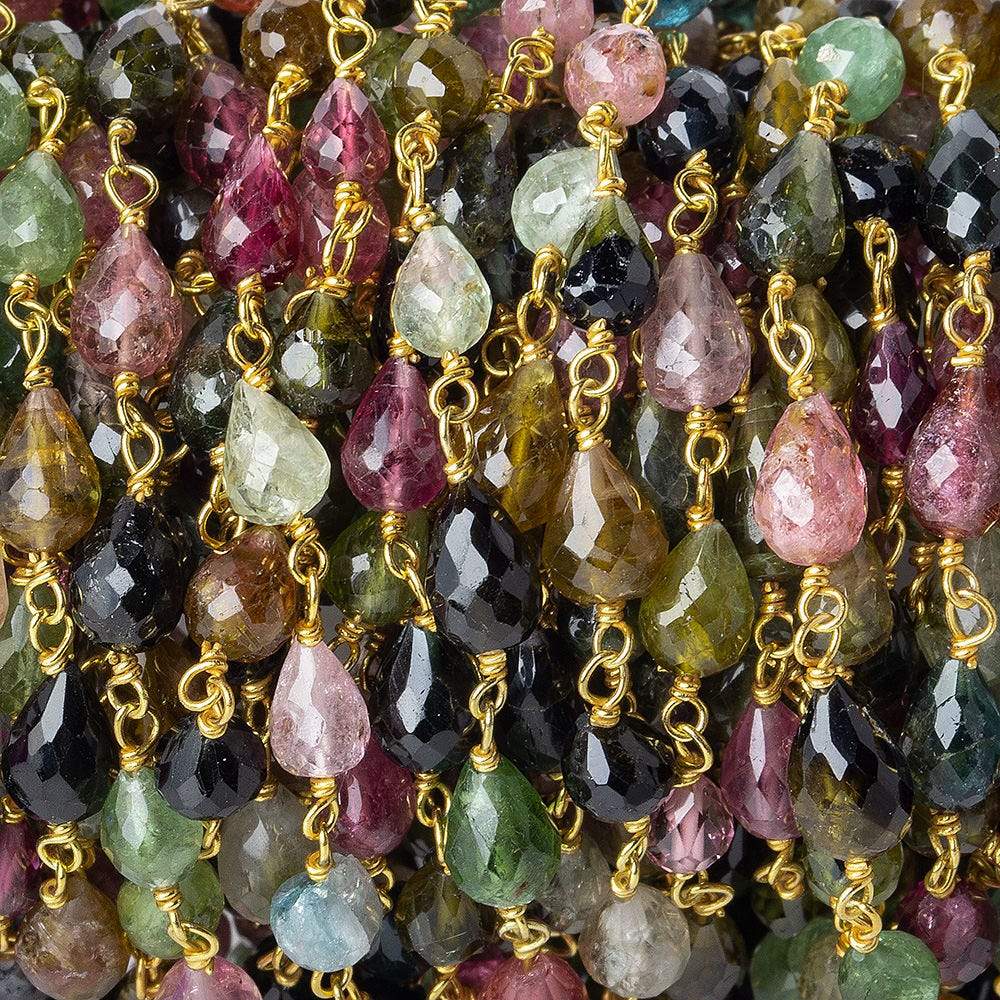 4x3-7x4mm Multi Color Tourmaline Vermeil Chain by the foot (ONLINE ORDER ONLY)