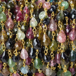 4x3-7x4mm Multi Color Tourmaline Vermeil Chain by the foot (ONLINE ORDER ONLY)