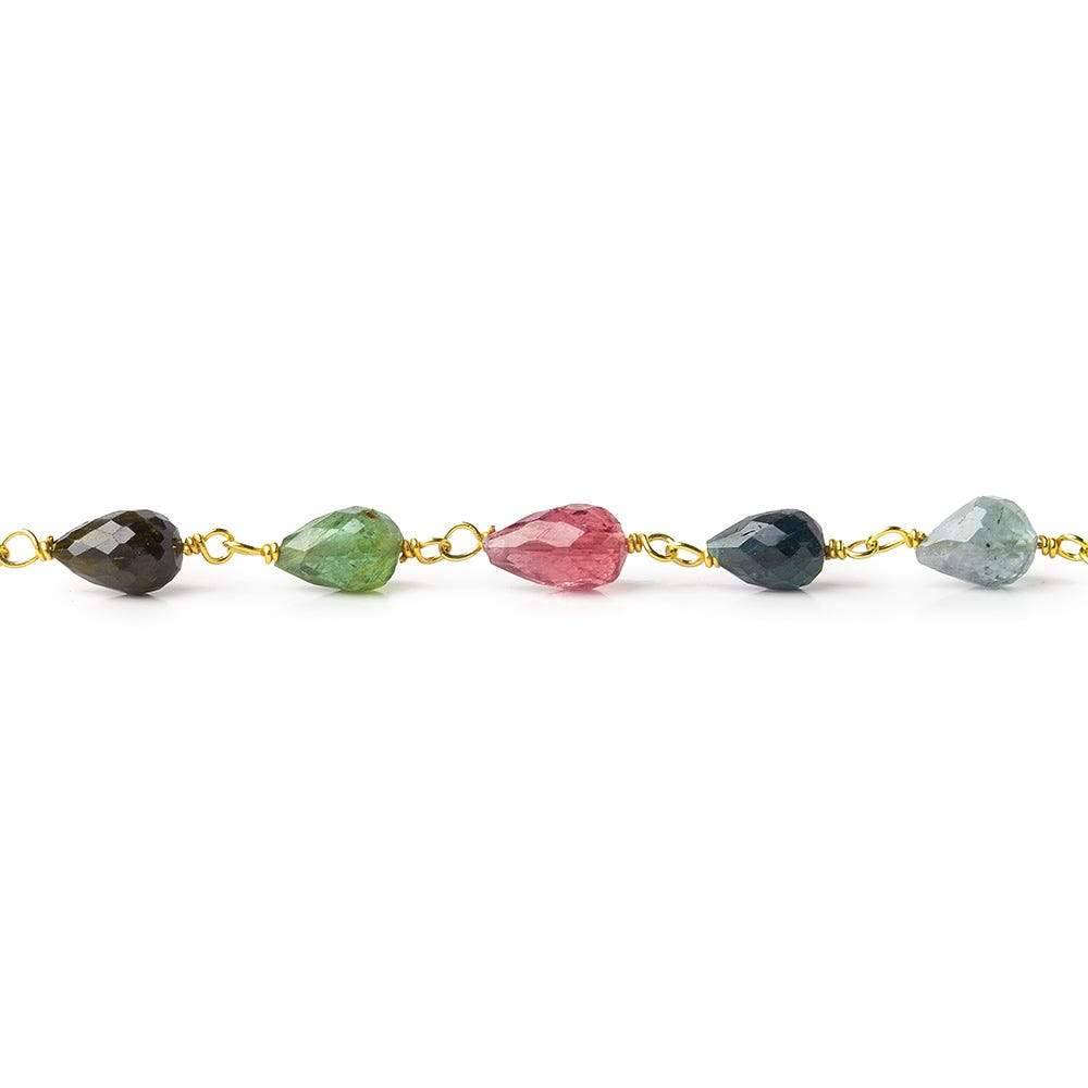 4x3-7x4mm Multi Color Tourmaline Vermeil Chain by the foot (ONLINE ORDER ONLY)