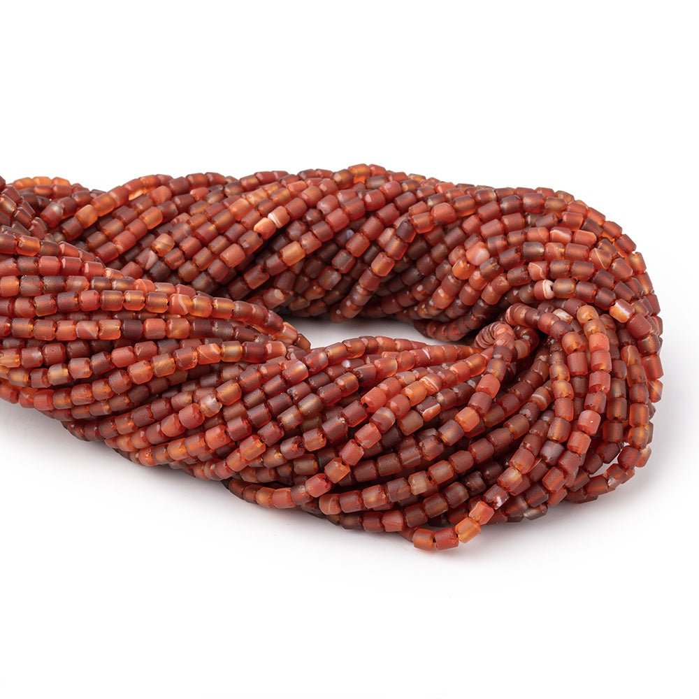 4x3.5mm Matte Carnelian Hand Cut Tube Beads 15 inch 105 pieces (ONLINE ORDER ONLY)