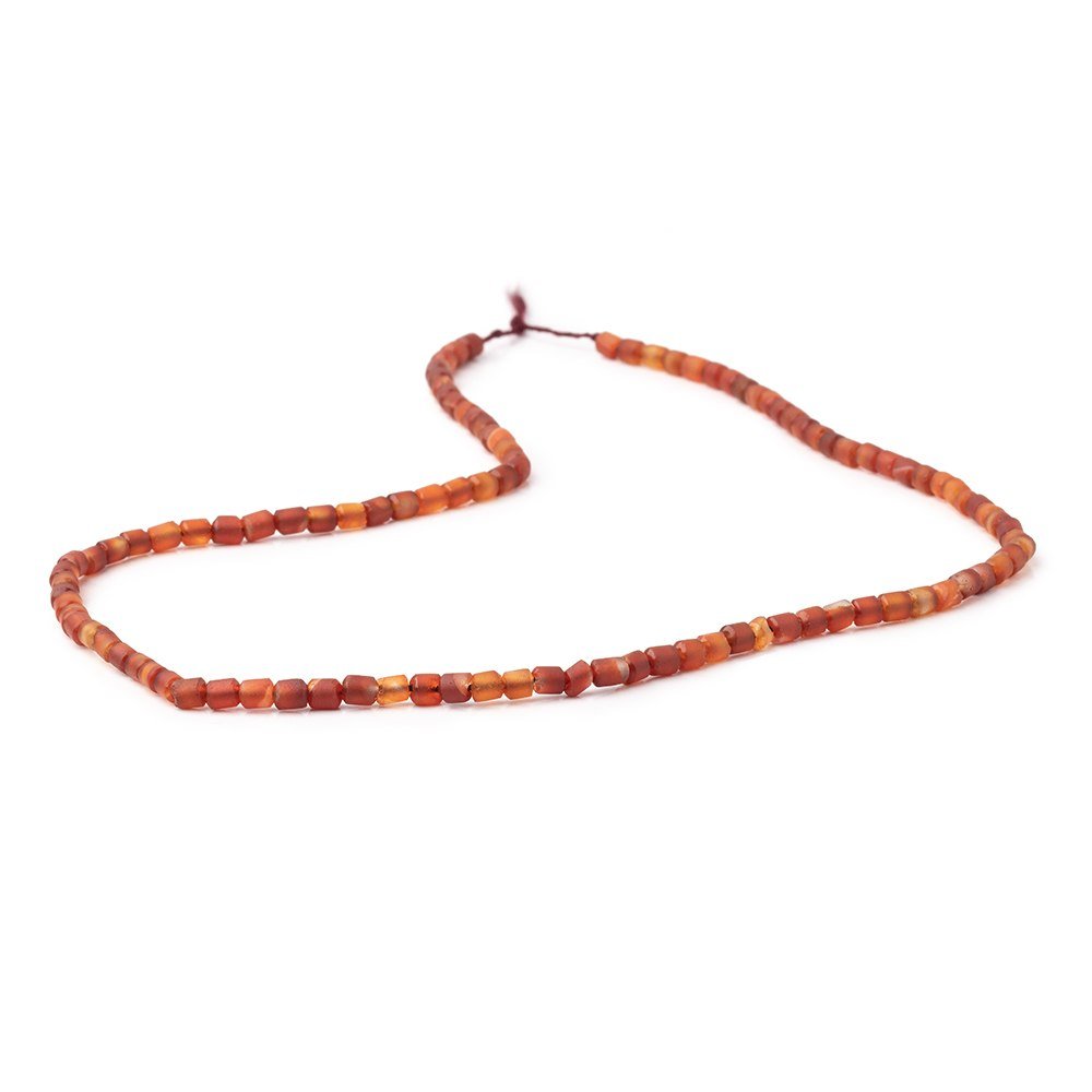 4x3.5mm Matte Carnelian Hand Cut Tube Beads 15 inch 105 pieces (ONLINE ORDER ONLY)