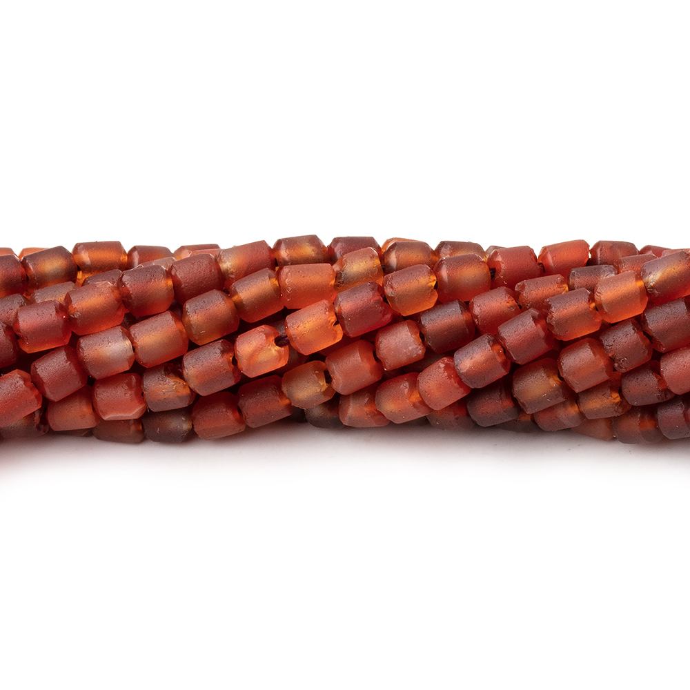 4x3.5mm Matte Carnelian Hand Cut Tube Beads 15 inch 105 pieces (ONLINE ORDER ONLY)