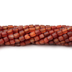 4x3.5mm Matte Carnelian Hand Cut Tube Beads 15 inch 105 pieces (ONLINE ORDER ONLY)