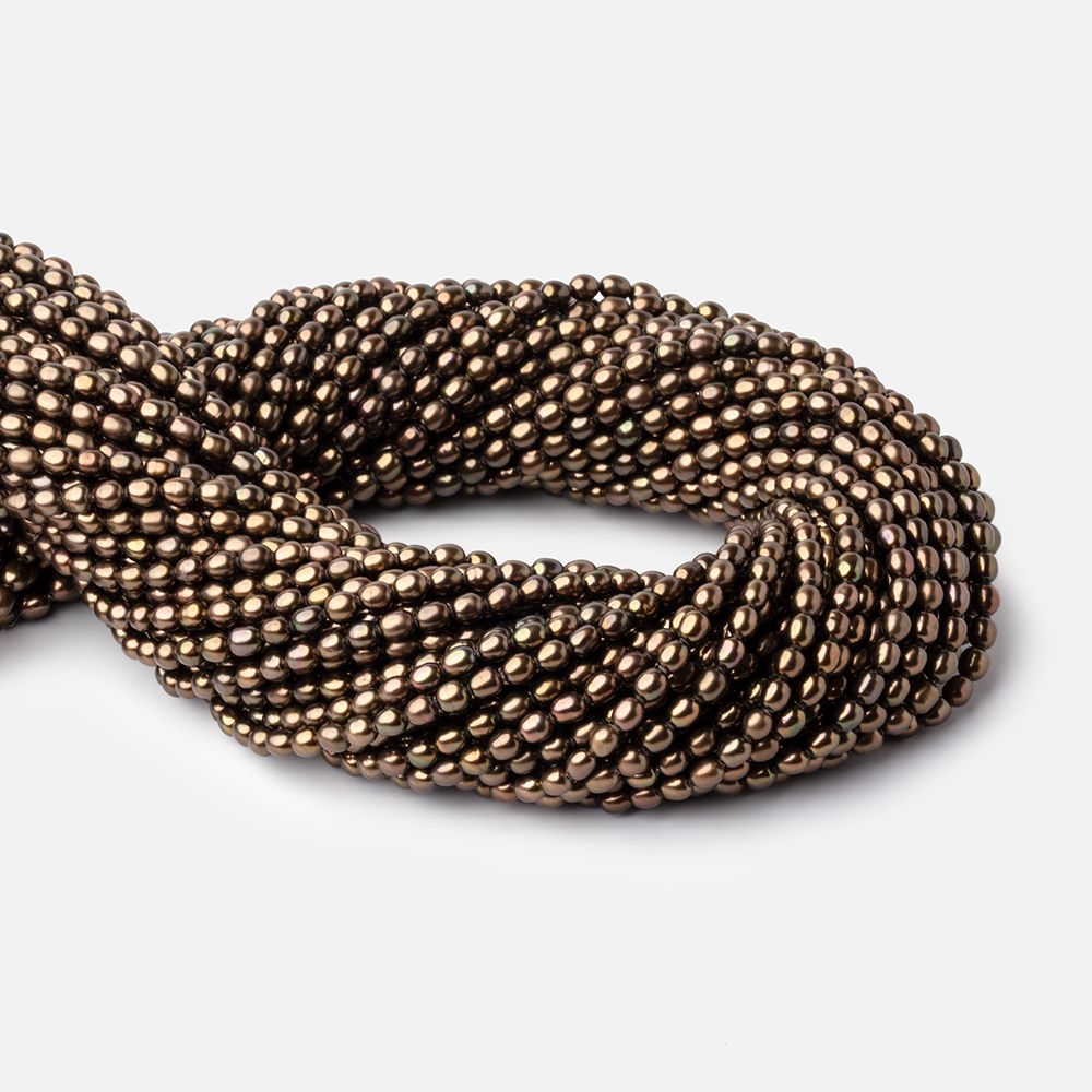 4x3mm Antique Bronze Straight Drilled Oval Freshwater Pearl 15 inch 97 pcs (ONLINE ORDER ONLY)