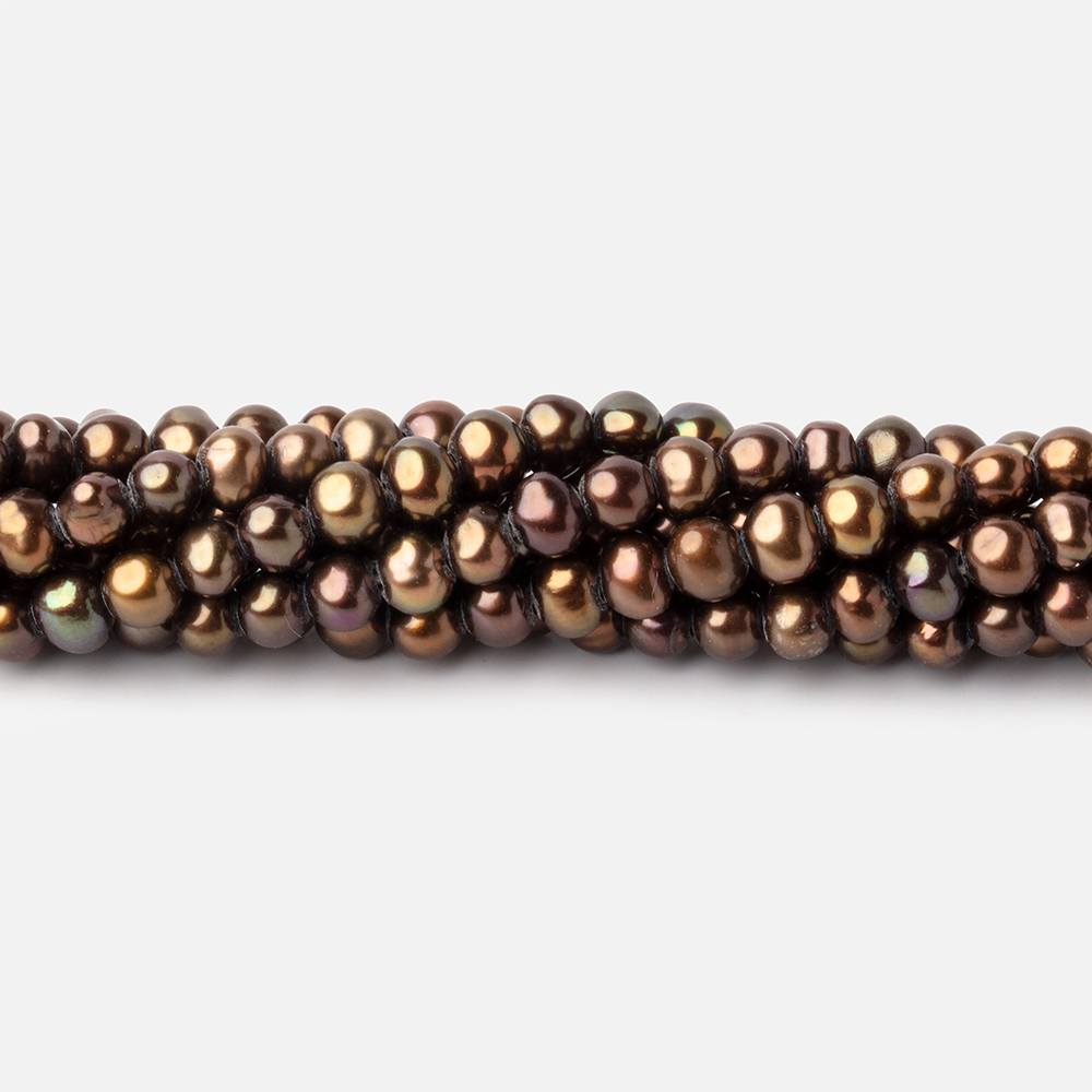 4x3mm Bronze Off Round Freshwater Pearl Beads 15 inch 110 pieces (ONLINE ORDER ONLY)
