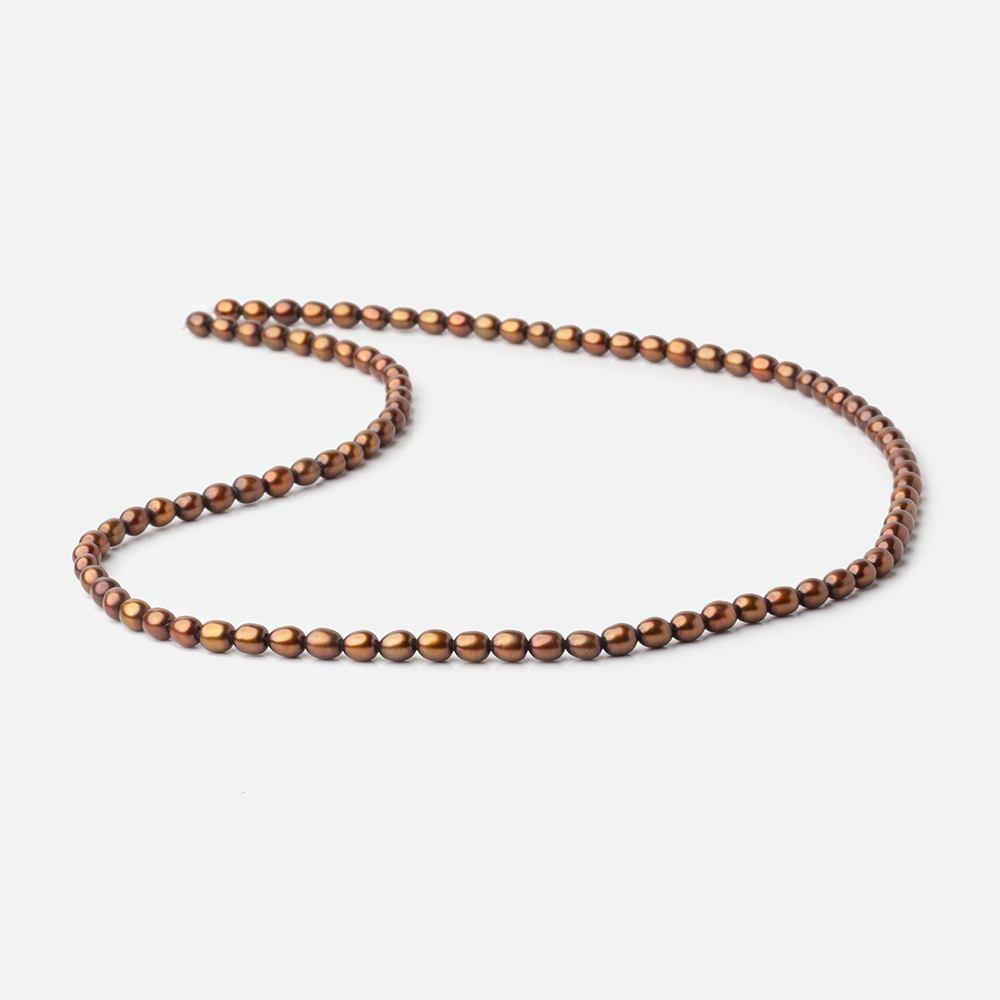 4x3mm Burnished Bronze Oval Freshwater Pearl Beads 16 inch 97 pieces (ONLINE ORDER ONLY)