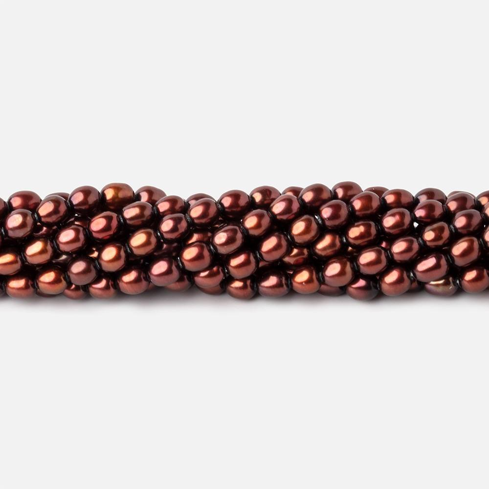 4x3mm Cherry Chocolate Straight Drilled Oval Freshwater Pearls 15 inch 87 pcs (ONLINE ORDER ONLY)