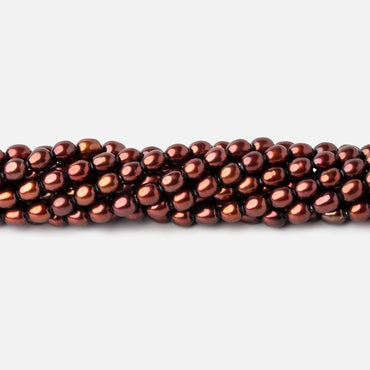 4x3mm Cherry Chocolate Straight Drilled Oval Freshwater Pearls 15 inch 87 pcs (ONLINE ORDER ONLY)