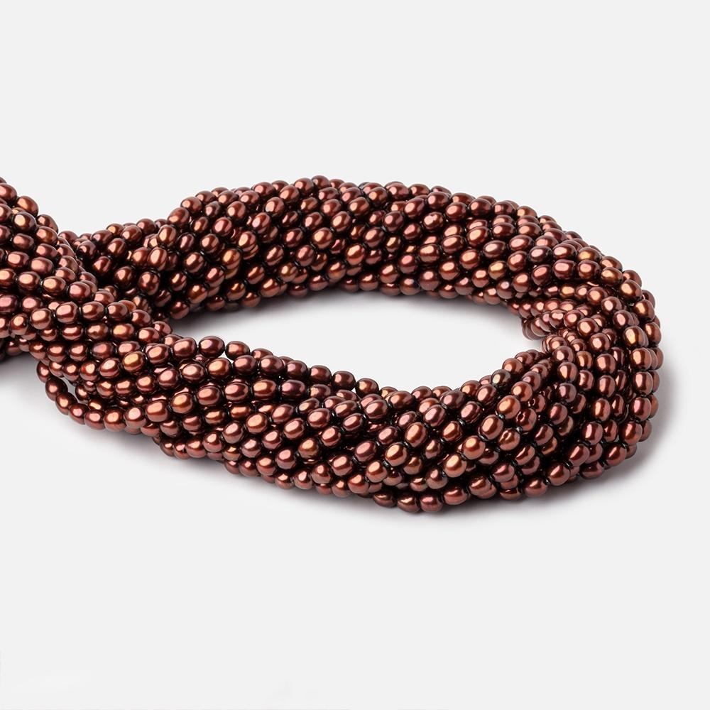 4x3mm Cherry Chocolate Straight Drilled Oval Freshwater Pearls 15 inch 87 pcs (ONLINE ORDER ONLY)