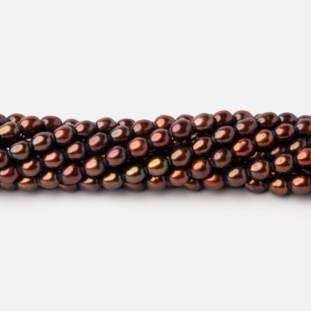 4x3mm Chocolate Straight Drilled Oval Pearls 15 inch 90 pieces (ONLINE ORDER ONLY)