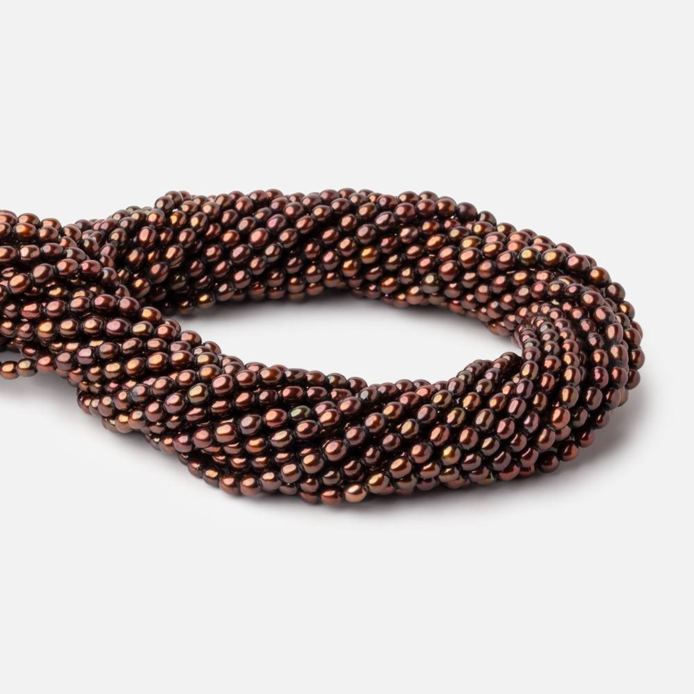 4x3mm Chocolate Straight Drilled Oval Pearls 15 inch 90 pieces (ONLINE ORDER ONLY)