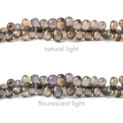 4x3mm Color Change Avocado Sapphire Tear Drop Briolette 8.5 inch 140 pieces (ONLINE ORDER ONLY)