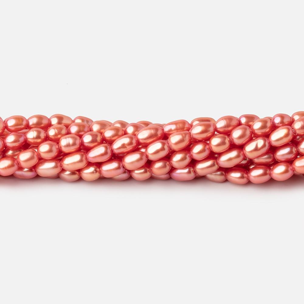 4x3mm Coral Straight Drilled Oval Freshwater Pearl Beads 15 inch 99 pieces (ONLINE ORDER ONLY)