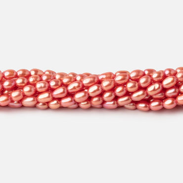 4x3mm Coral Straight Drilled Oval Freshwater Pearl Beads 15 inch 99 pieces (ONLINE ORDER ONLY)