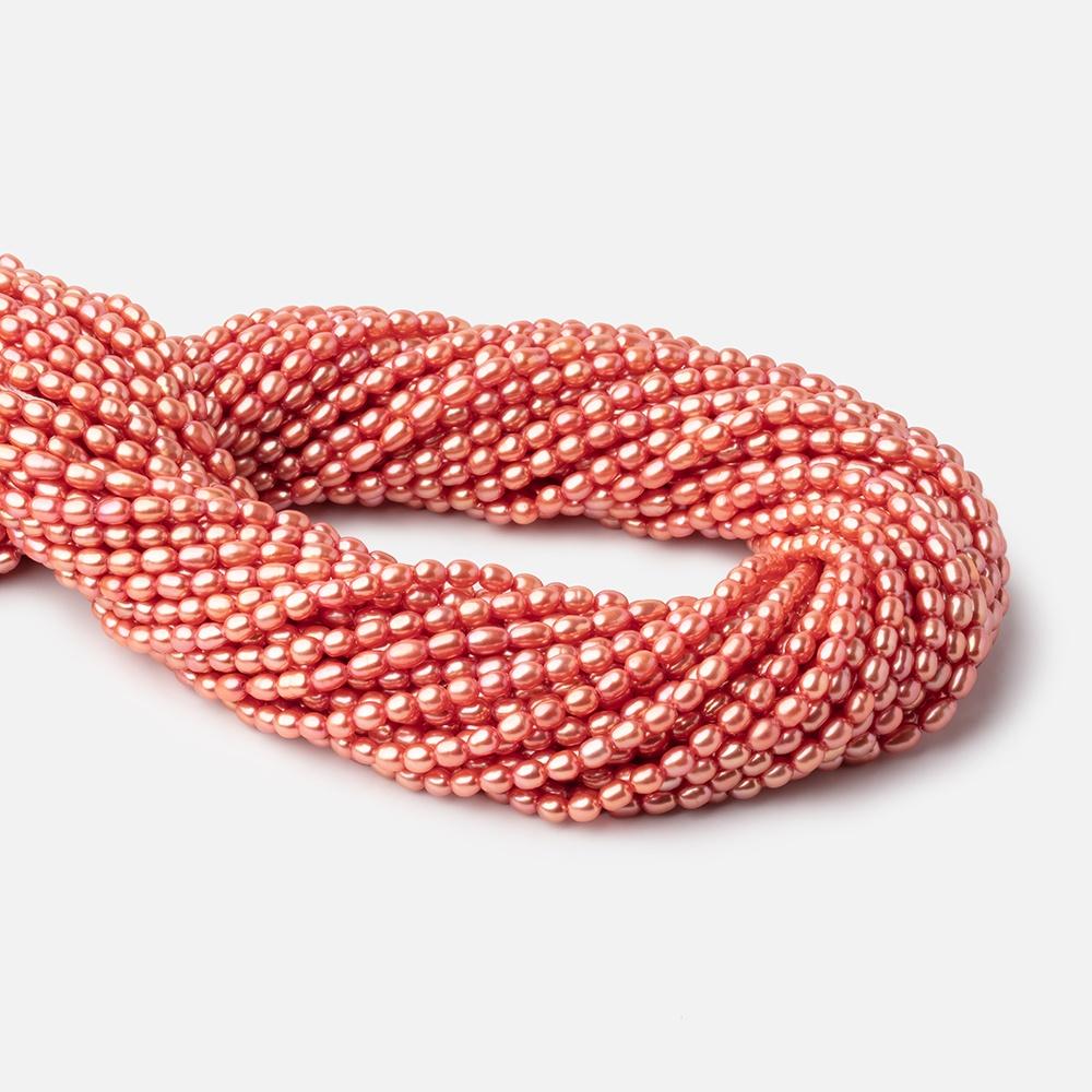 4x3mm Coral Straight Drilled Oval Freshwater Pearl Beads 15 inch 99 pieces (ONLINE ORDER ONLY)