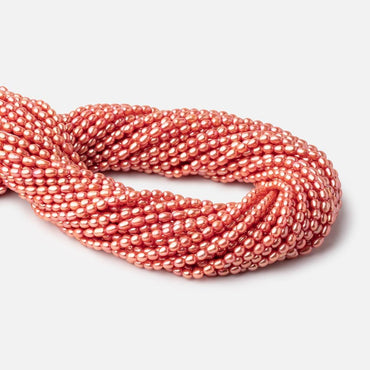 4x3mm Coral Straight Drilled Oval Freshwater Pearl Beads 15 inch 99 pieces (ONLINE ORDER ONLY)