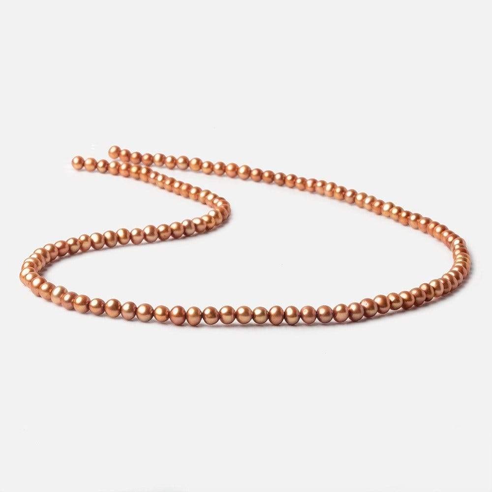 4x3mm Caramel Off Round Freshwater Pearl Beads 16 inch 96 pieces (ONLINE ORDER ONLY)