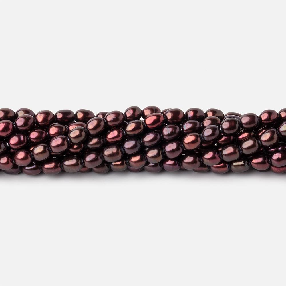 4x3mm Merlot Red Straight Drill Oval Freshwater Pearl Beads 15 inch 90 pieces (ONLINE ORDER ONLY)