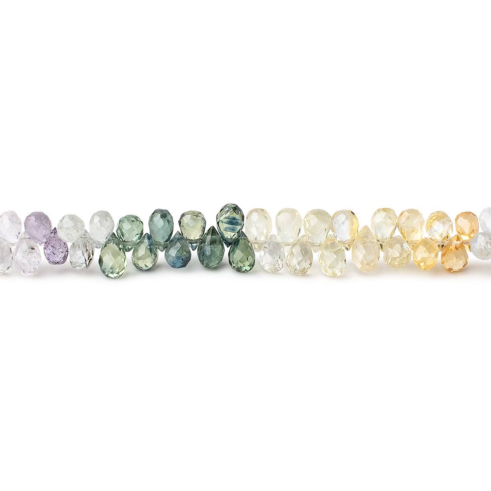 4x3mm Multi Color Ceylon Sapphire Faceted Tear Drop Beads 8.25 inch 120 pieces (ONLINE ORDER ONLY)