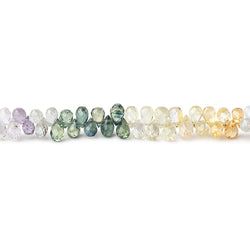 4x3mm Multi Color Ceylon Sapphire Faceted Tear Drop Beads 8.25 inch 120 pieces (ONLINE ORDER ONLY)