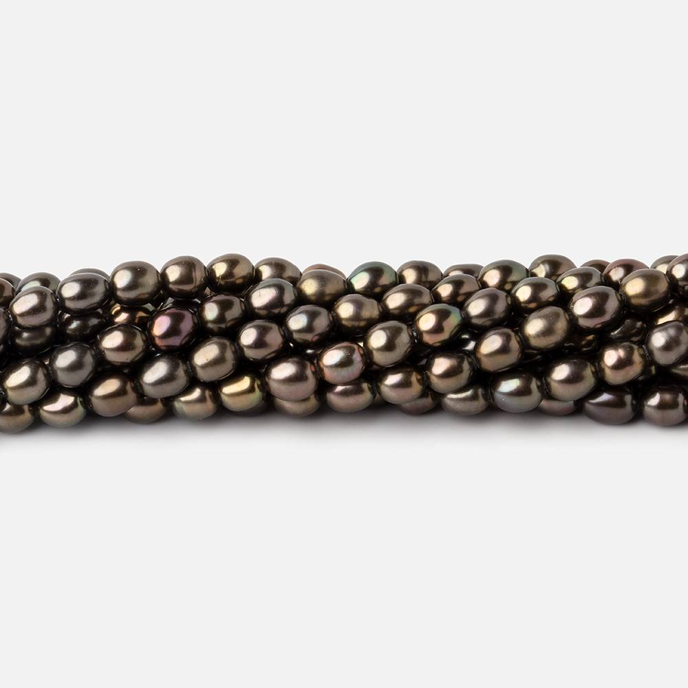 4x3mm Mushroom Green Straight Drill Oval Freshwater Pearls 15 inch 72 beads (ONLINE ORDER ONLY)